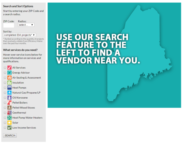 Graphic depicting the vendor search feature.