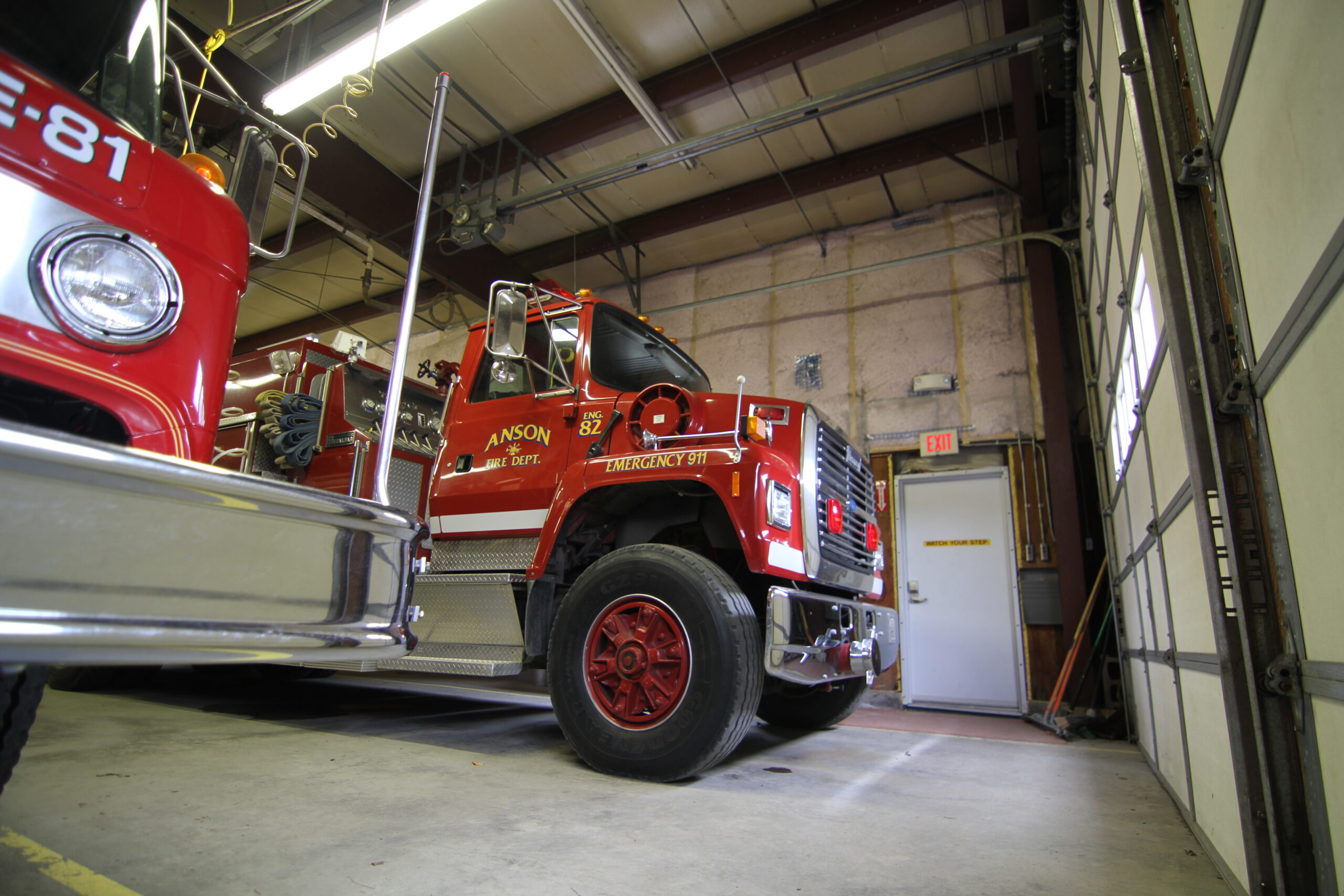 A firetruck viewed from the side.