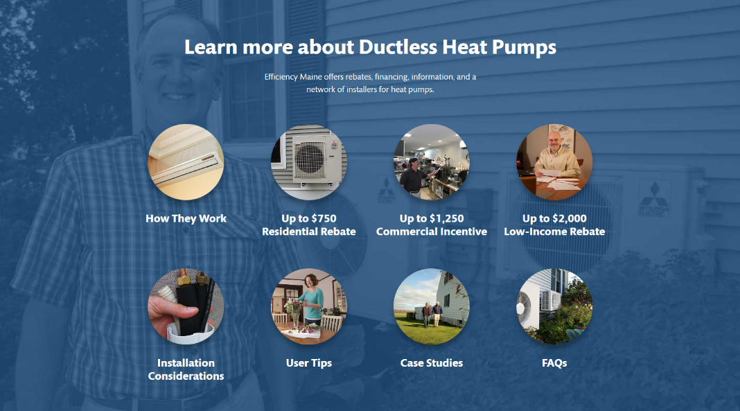 Graphic to learn more about ductless heat pumps.