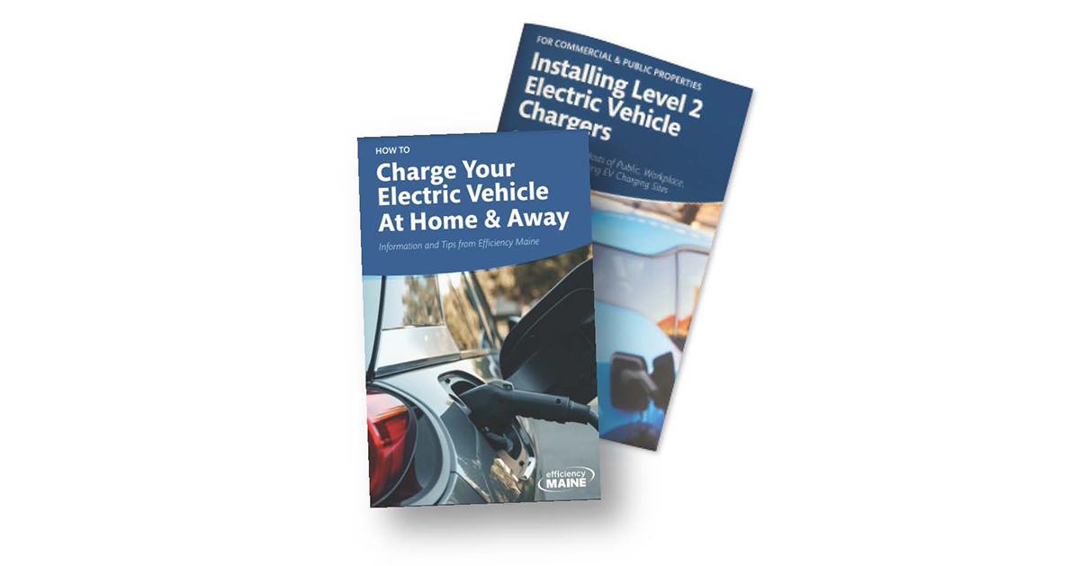 A photo of electric vehicle guidebooks by Efficiency Maine.