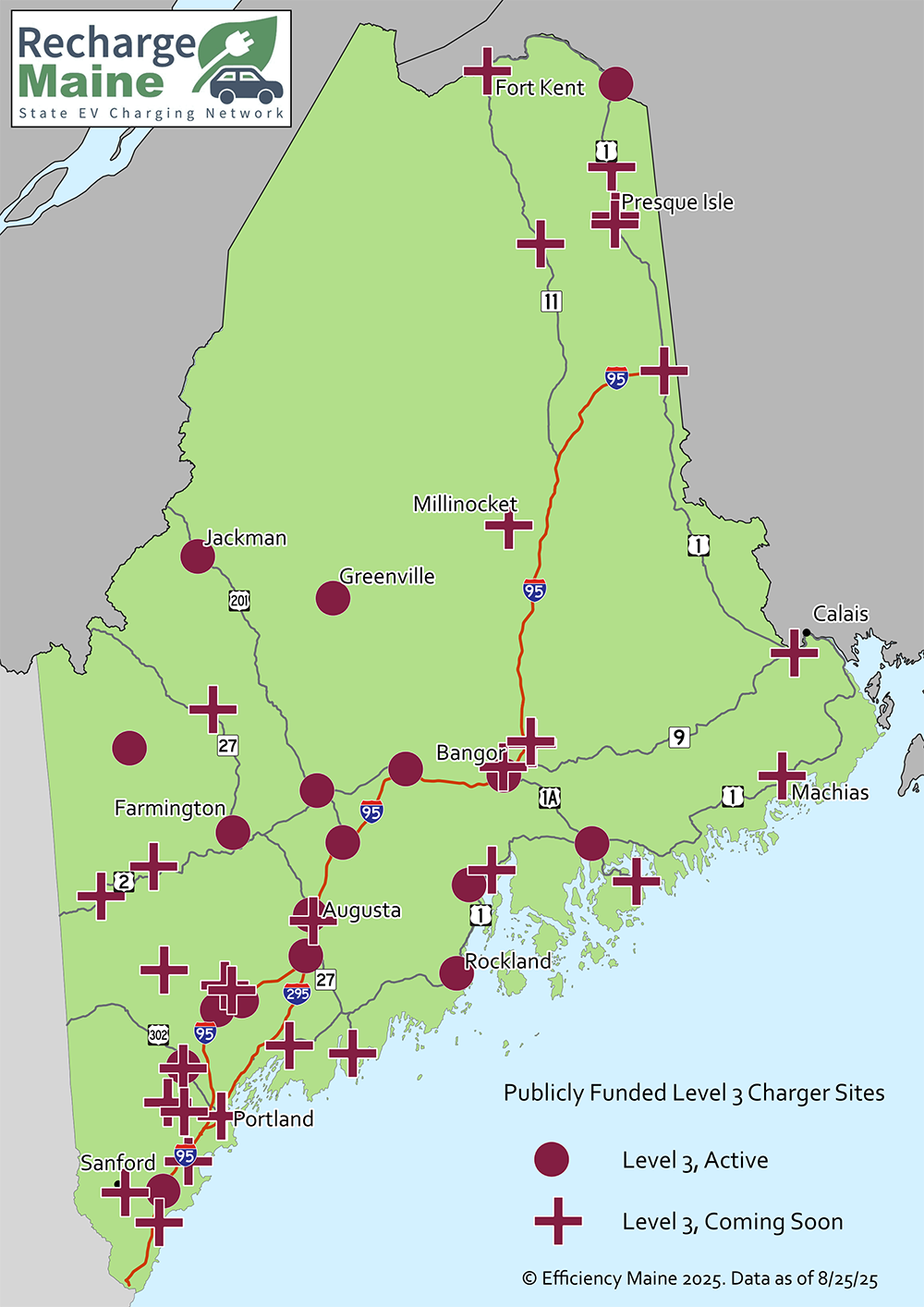Map of State-supported DC fast charging sites.