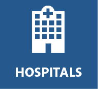 Graphic with the caption, "hospitals".